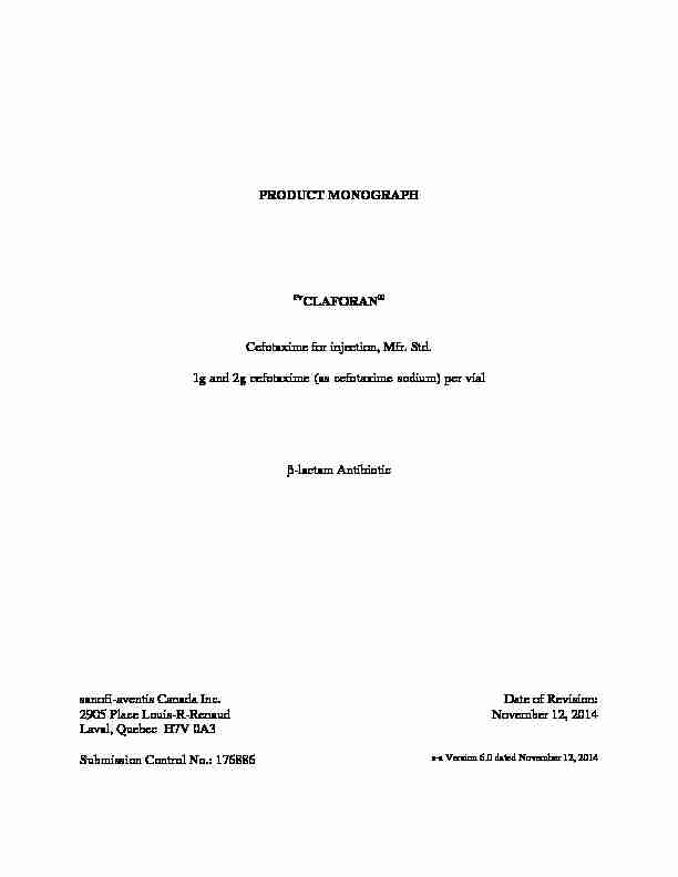 [PDF] CLAFORAN (céfotaxime)/ ROCEPHINE (ceftriaxone) Remarque