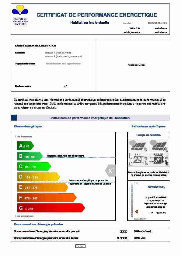 [PDF] CERTIFICAT DE PERFORMANCE ENERGETIQUE - Bruxelles