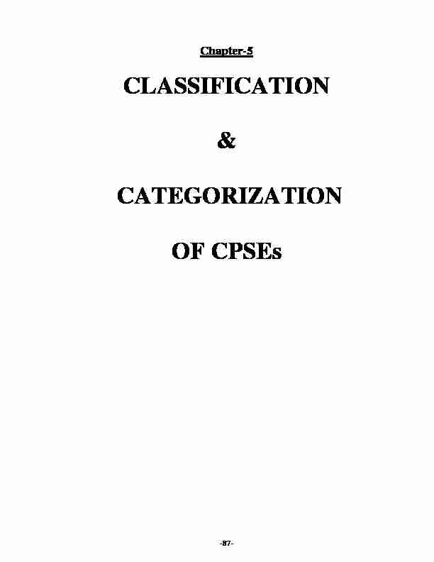 CLASSIFICATION & CATEGORIZATION OF CPSEs
