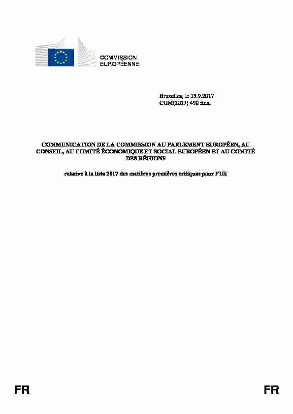 COMMISSION EUROPÉENNE Bruxelles le 13.9.2017 COM(2017