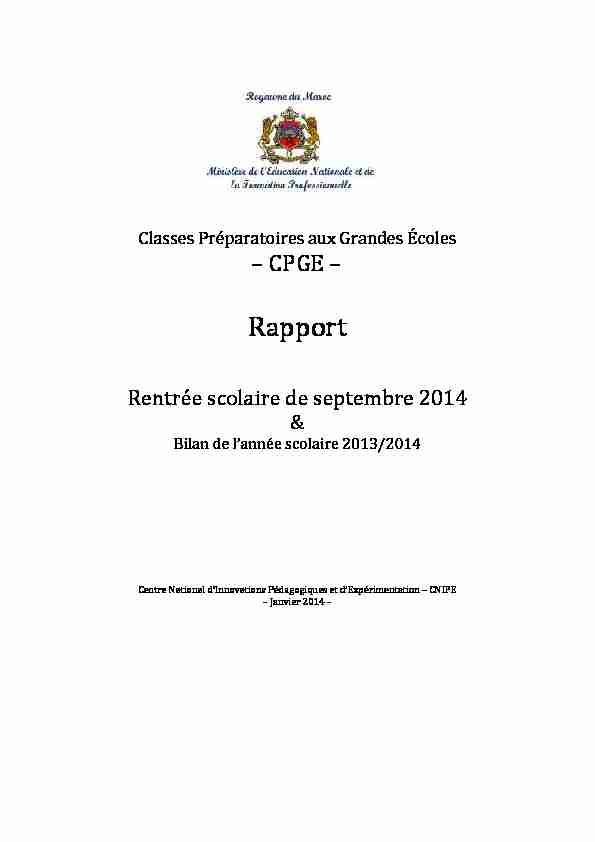 CPGE – - Rapport