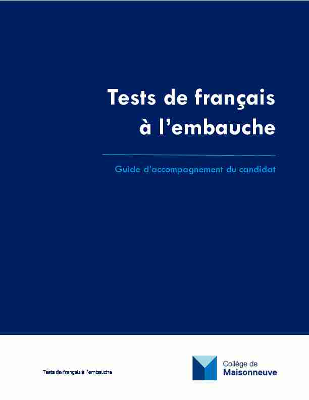 [PDF] Tests de français à lembauche - Collège de Maisonneuve