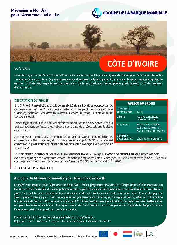 [PDF] CÔTE DIVOIRE - Index Insurance Forum