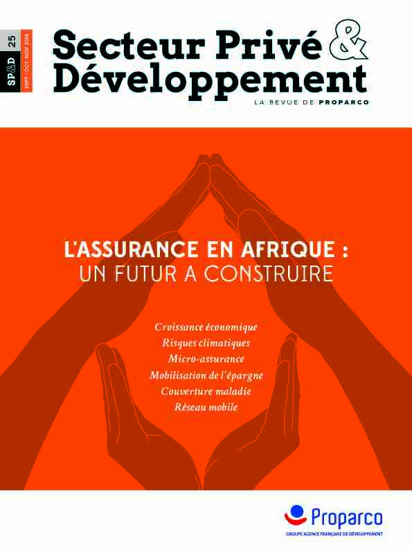 [PDF] LASSURANCE EN AFRIQUE : UN FUTUR A CONSTRUIRE