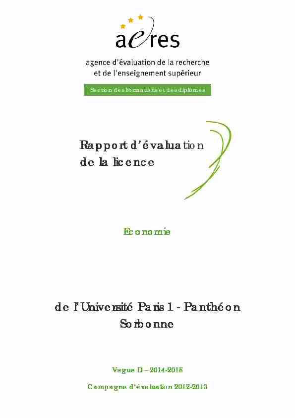 Evaluation de la licence Economie (Université Paris 1 - Panthéon