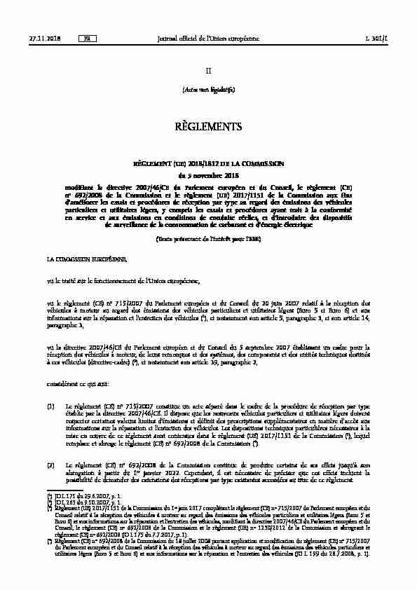 RÈGLEMENT (UE) 2018/ 1832 DE LA COMMISSION - du 5