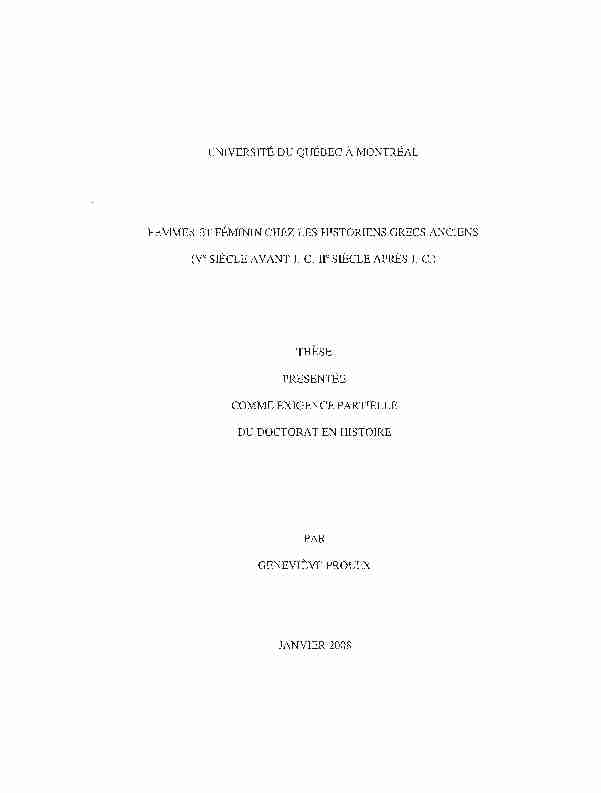 [PDF] Femmes et féminin chez les historiens grecs anciens - Archipel UQAM