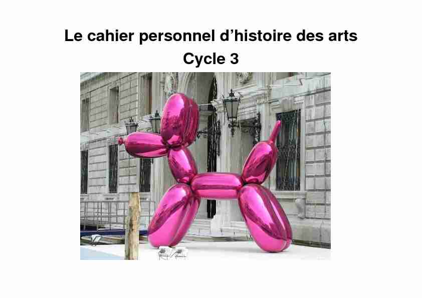[PDF] Le cahier personnel dhistoire des arts Cycle 3 - DENC