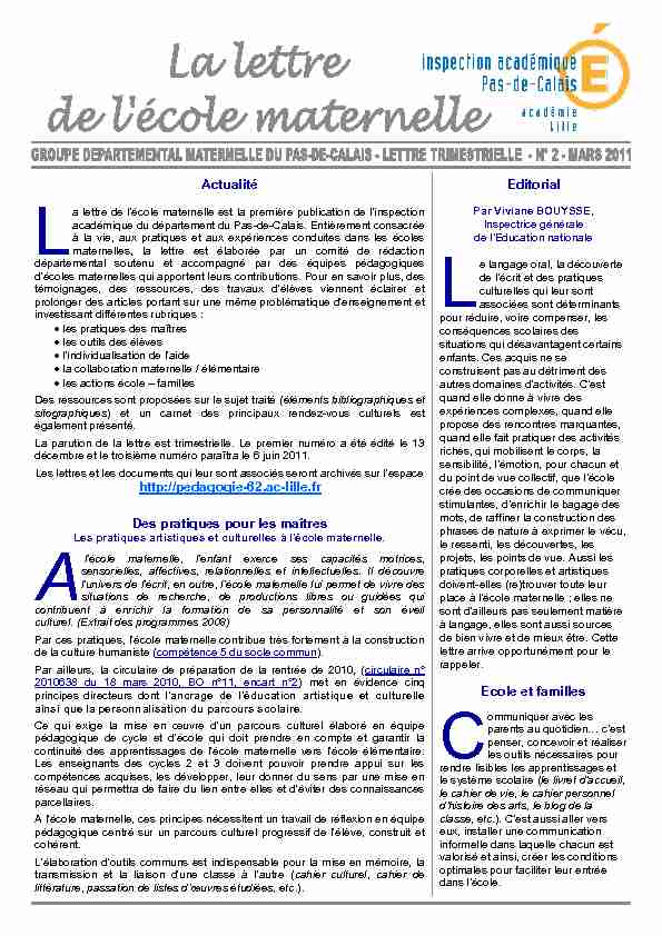Actualité http://pedagogie-62.ac-lille.fr Des pratiques pour les