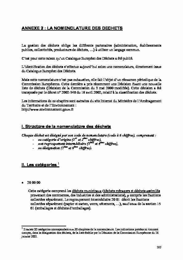 [PDF] La nomenclature des déchets - DGDR CNRS