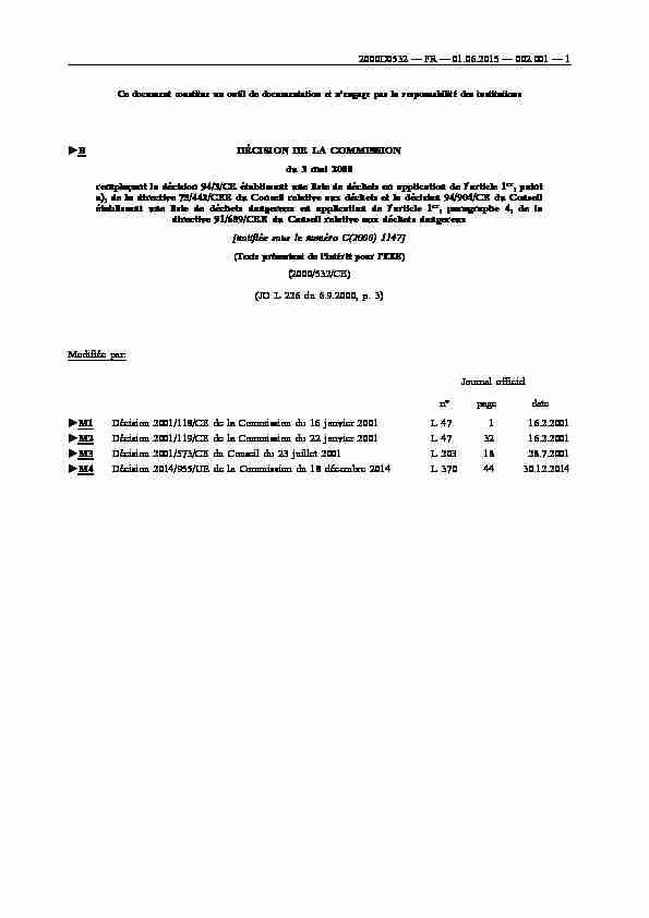 B DÉCISION DE LA COMMISSION du 3 mai 2000 remplaçant la