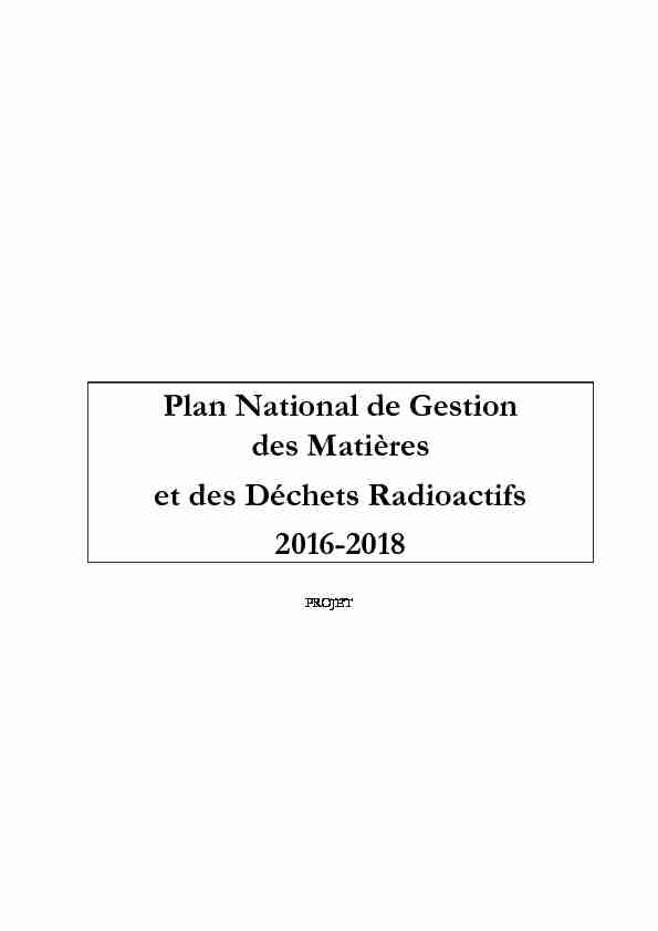 Plan National de Gestion des Matières et des Déchets Radioactifs