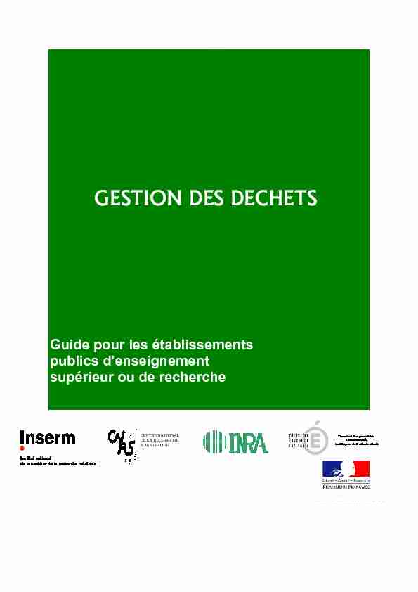 [PDF] GESTION DES DECHETS - DGDR CNRS