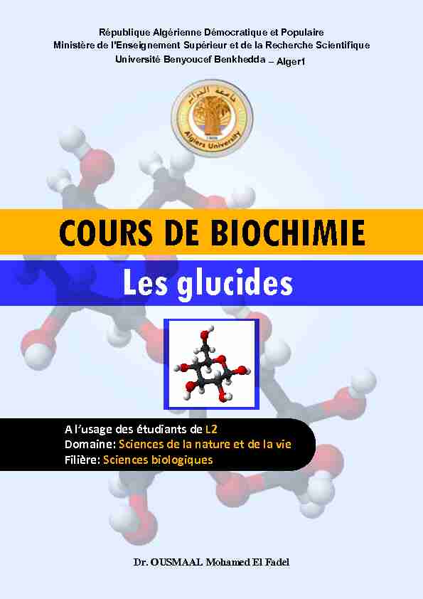 Les glucides COURS DE BIOCHIMIE