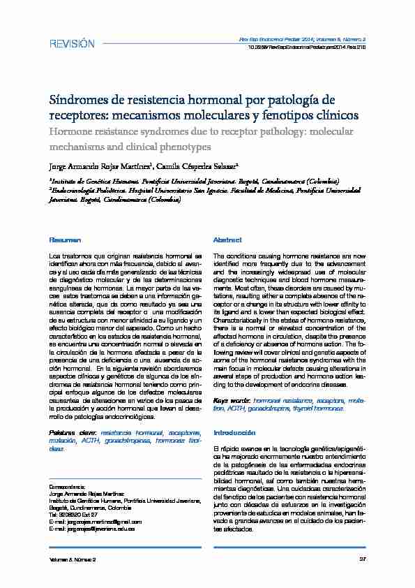 Síndromes de resistencia hormonal por patología de receptores