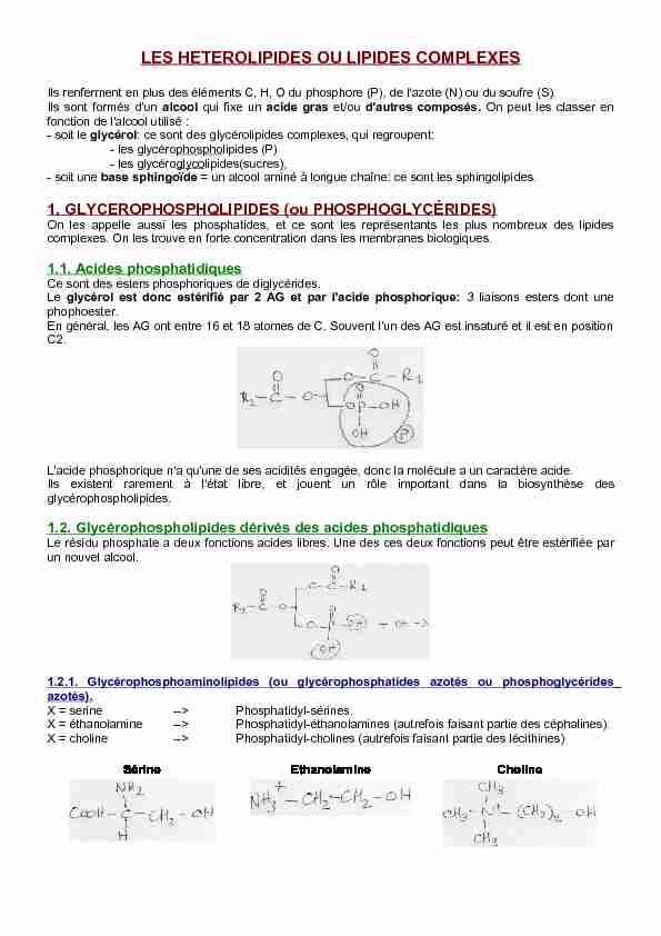 [PDF] LES HETEROLIPIDES OU LIPIDES COMPLEXES