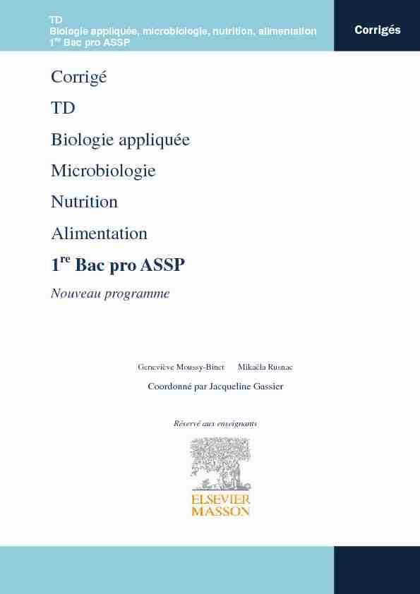 [PDF] Corrigé TD Biologie appliquée Microbiologie Nutrition Alimentation 1