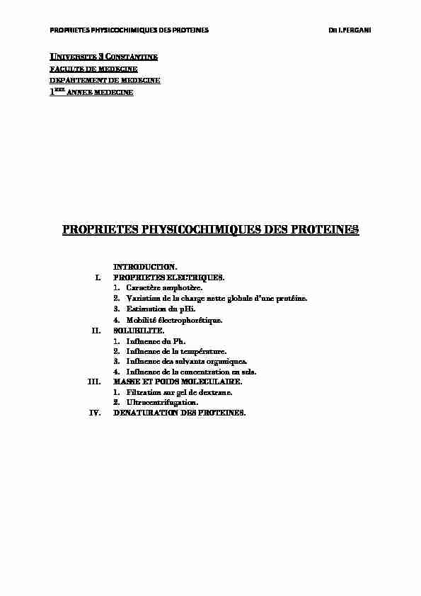 [PDF] PROPRIETES PHYSICOCHIMIQUES DES PROTEINES