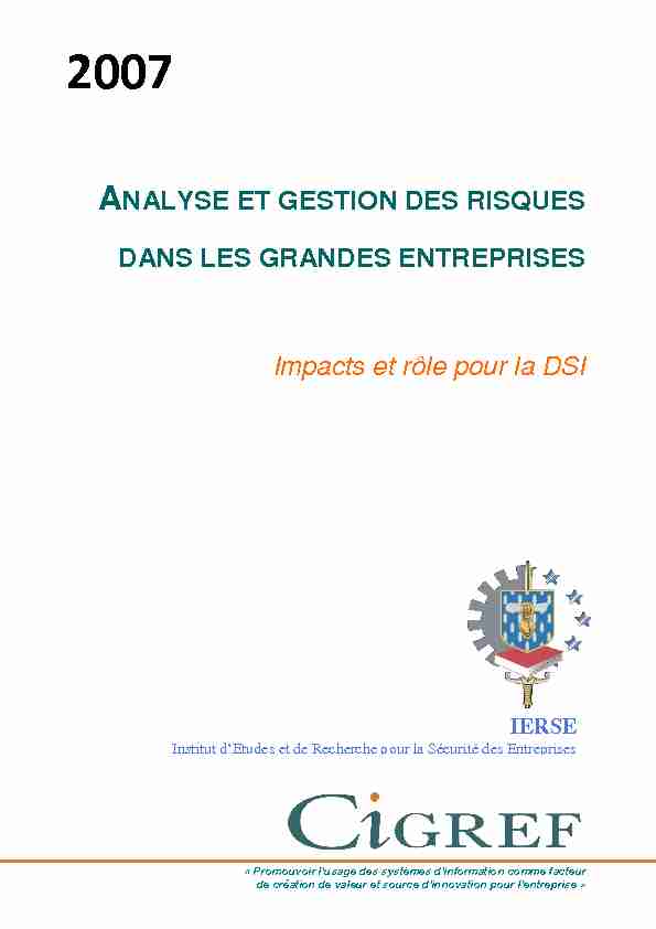 [PDF] Analyse et gestion des risques dans les grandes entreprises - Cigref