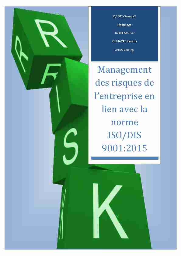 Management des risques en entreprise en lien avec la norme ISO