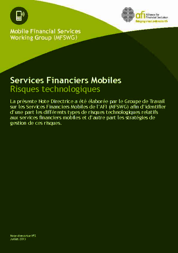 Services Financiers Mobiles Risques technologiques