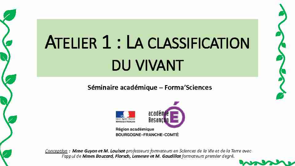 [PDF] Atelier 1 : La classification du vivant