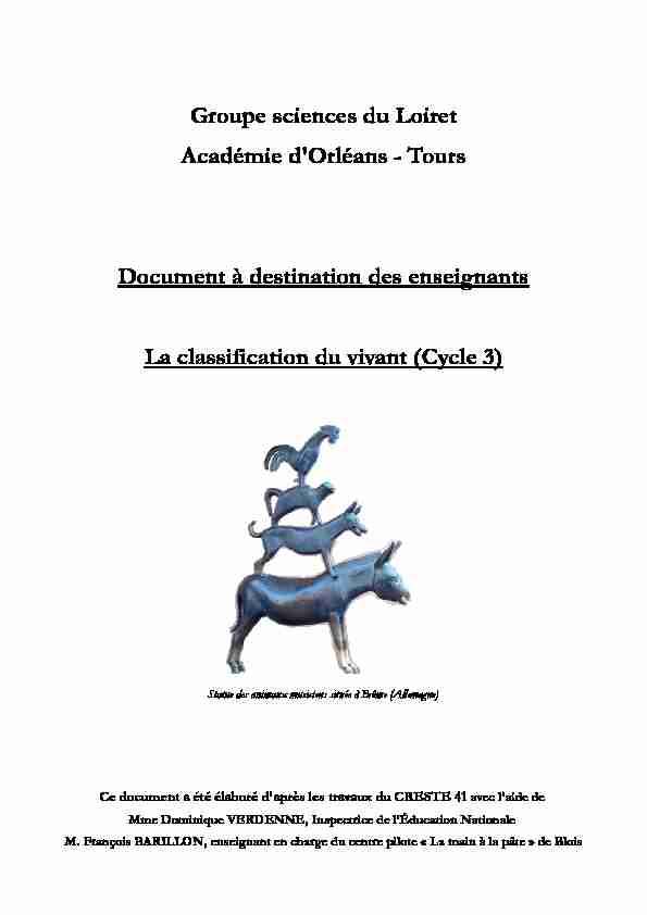 [PDF] La classification du vivant (Cycle 3) - Académie dOrléans-Tours