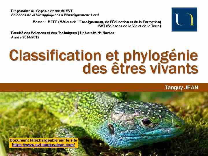 [PDF] Classification et phylogénie des êtres vivants Plan - Tanguy JEAN