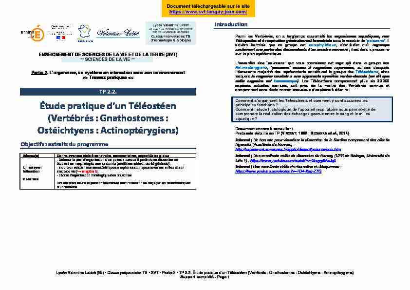 SVT TB TP 2.2 - Dissection poisson (étude pratique dun