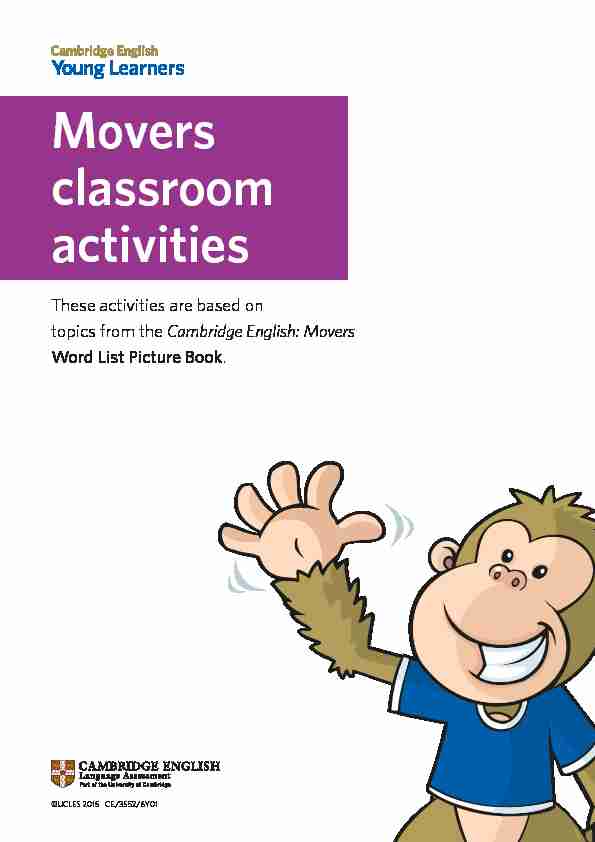 Young Learners Movers classroom activities - Cambridge English