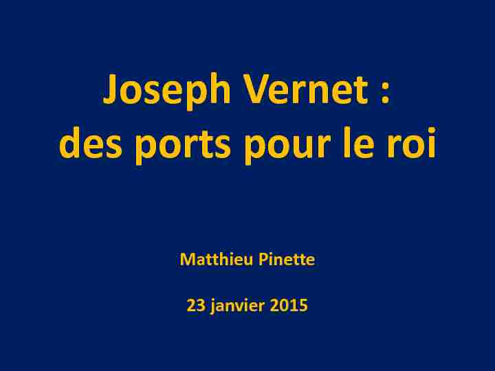 Joseph Vernet : des ports pour le roi