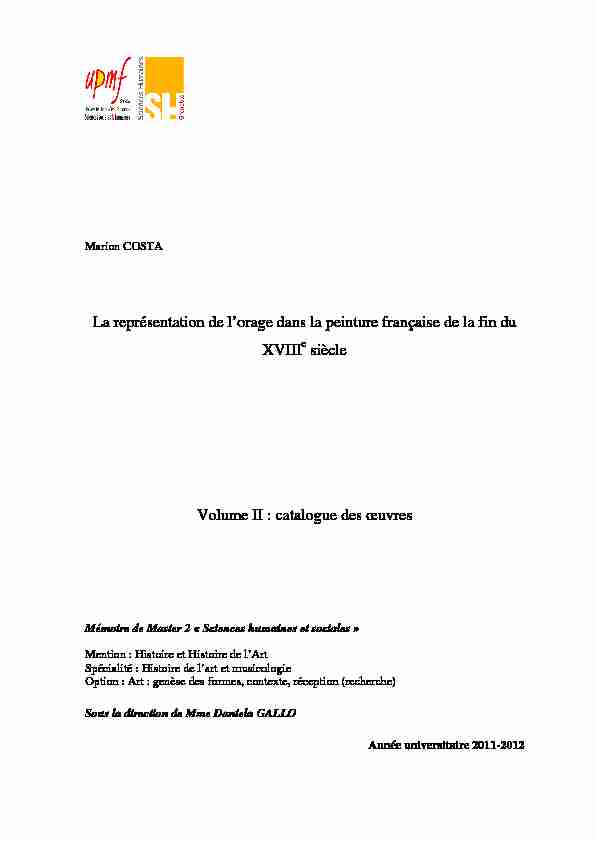 [PDF] Costa Marion - La representation de lorage dans la  - Dumas
