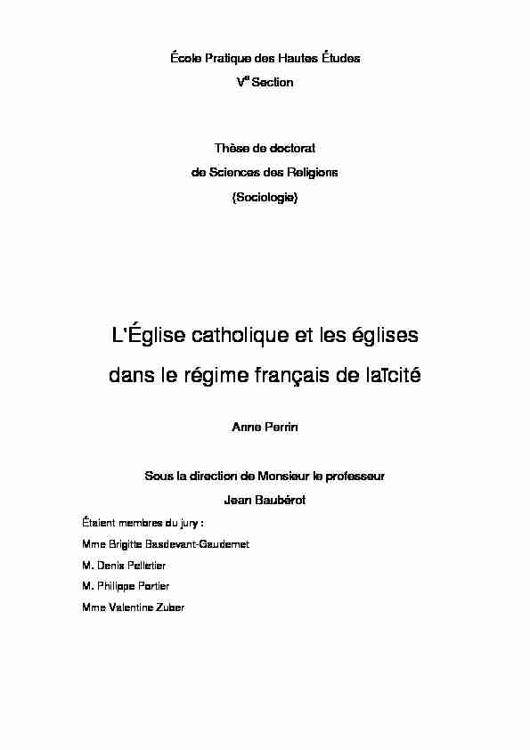 [PDF] LÉglise catholique et les églises dans le régime français de laïcité