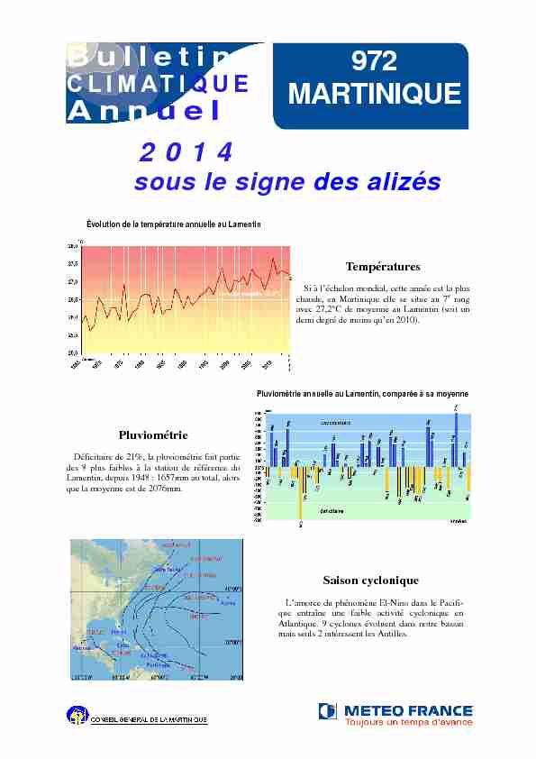 Bulletin 972 CLIMATIQUE MARTINIQUE Annuel 2 0 1 4