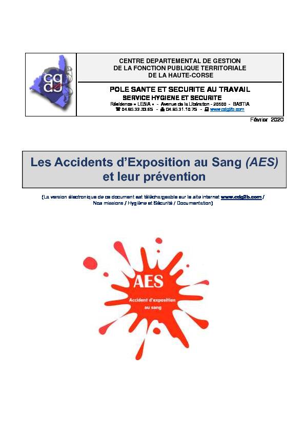 Les Accidents d’Exposition au Sang (AES) et leur prévention
