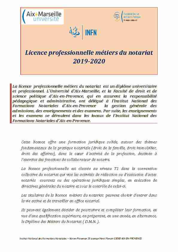 Licence professionnelle métiers du notariat 2019-2020