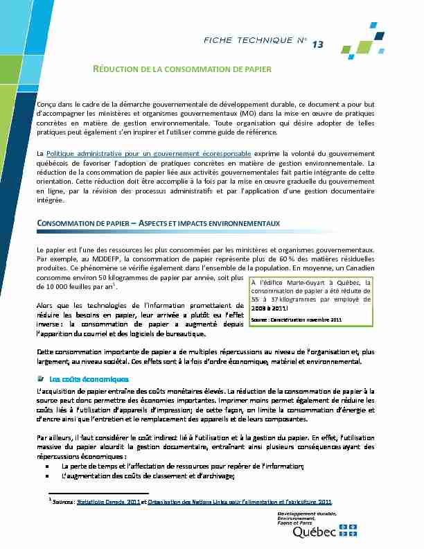 [PDF] Réduction de la consommation de papier - Gouvernement du Québec