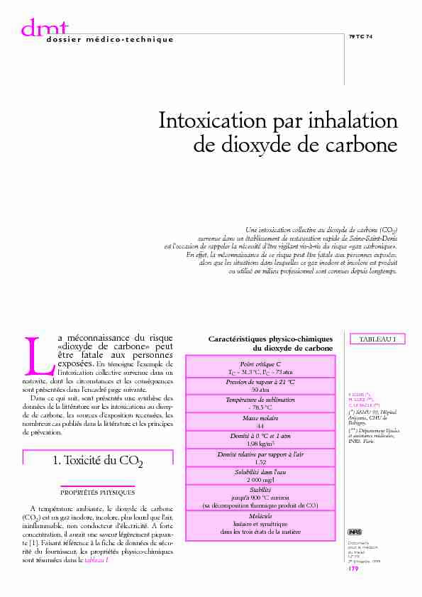 [PDF] Intoxication par inhalation de dioxyde de carbone - INRS
