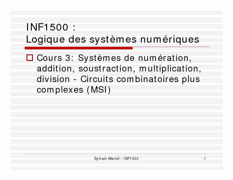 [PDF] INF1500 : Logique des systèmes numériques