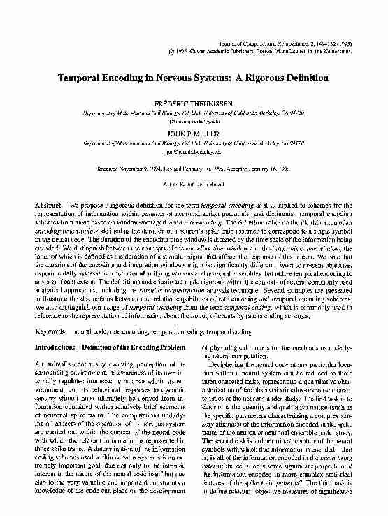 Temporal encoding in nervous systems: A rigorous definition