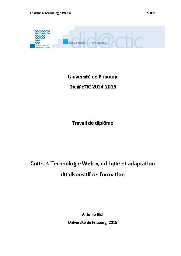 [PDF] Cours « Technologie Web - Université de Fribourg