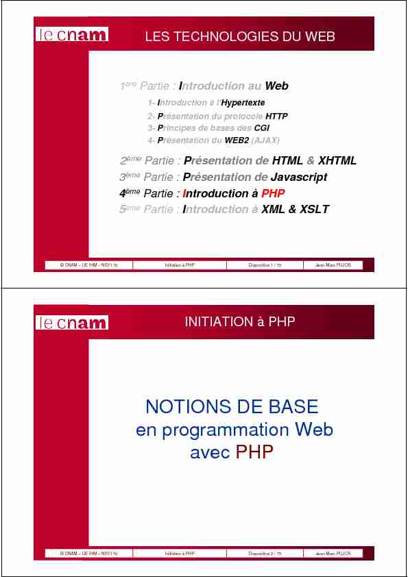 [PDF] NOTIONS DE BASE en programmation Web avec PHP - Cnam