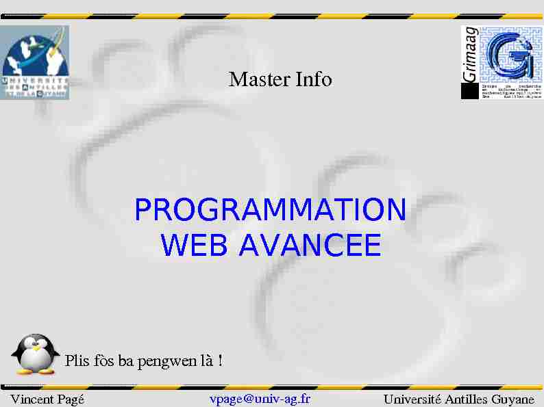 [PDF] PROGRAMMATION WEB AVANCEE - Université des Antilles et de