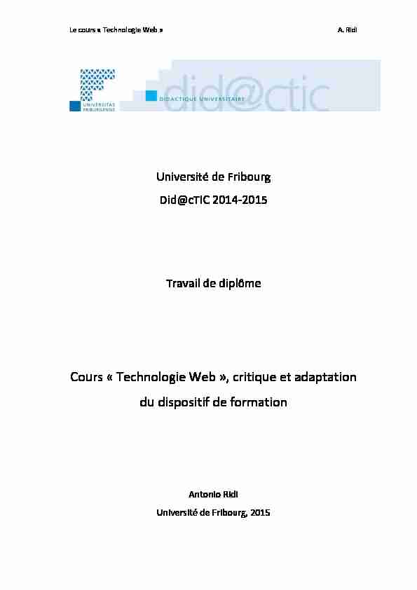 [PDF] Cours « Technologie Web - Université de Fribourg