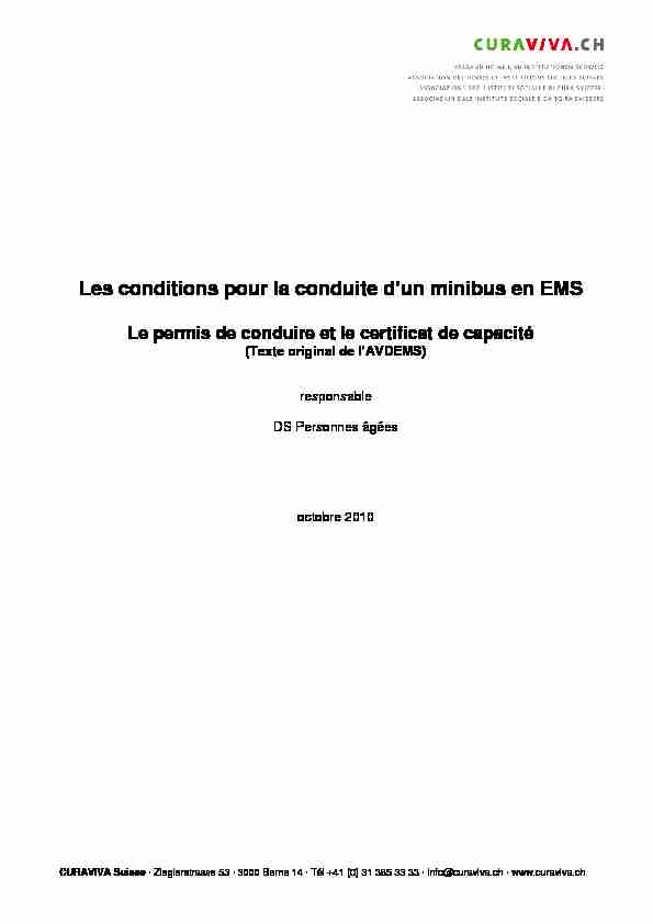 [PDF] Les conditions pour la conduite dun minibus en EMS - Curaviva
