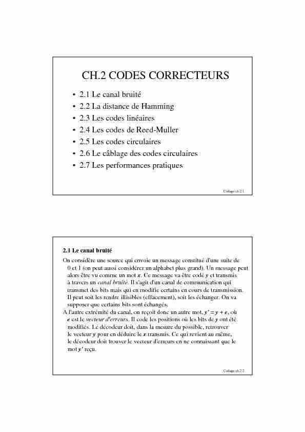 CH.2 CODES CORRECTEURS
