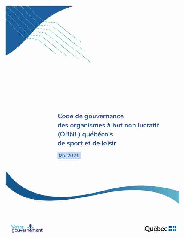 Code de gouvernance des organismes à but non lucratif (obnl