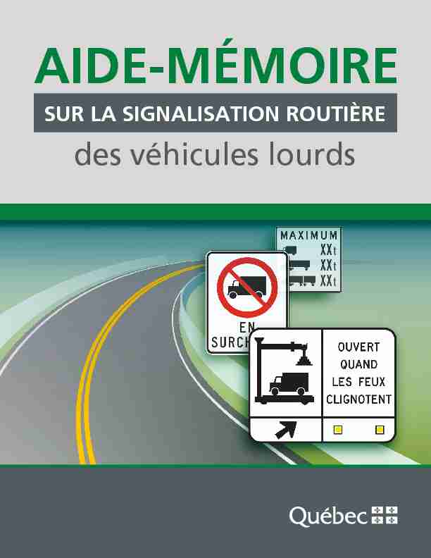 Aide-mémoire sur la signalisation routière des véhicules lourds