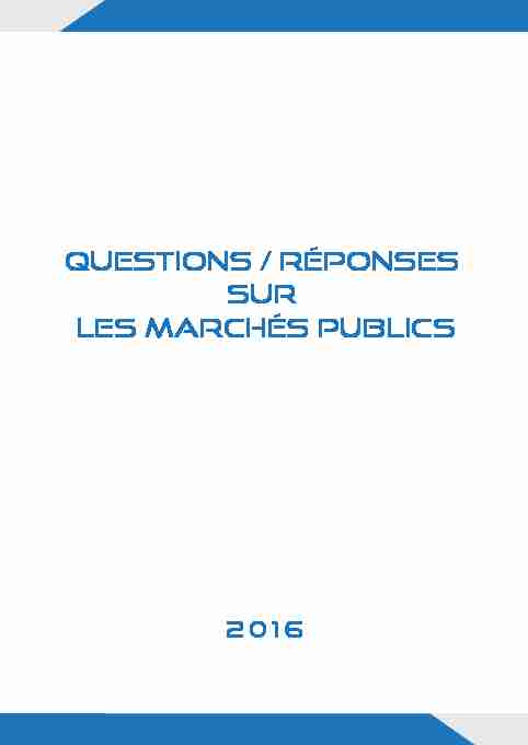 Questions / Réponses sur les marchés publics