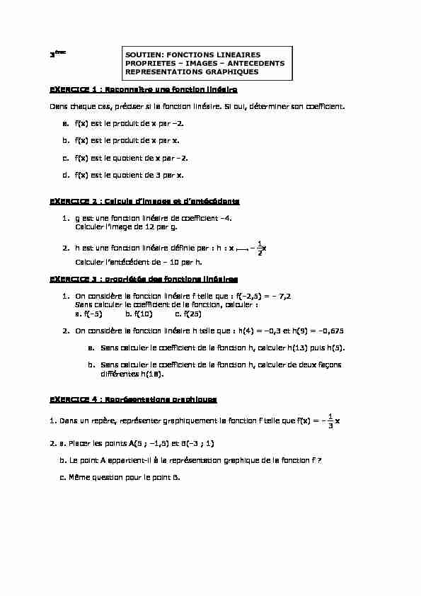 [PDF] 3ème soutien N°19 fonctions linéaires - Collège Anne de Bretagne